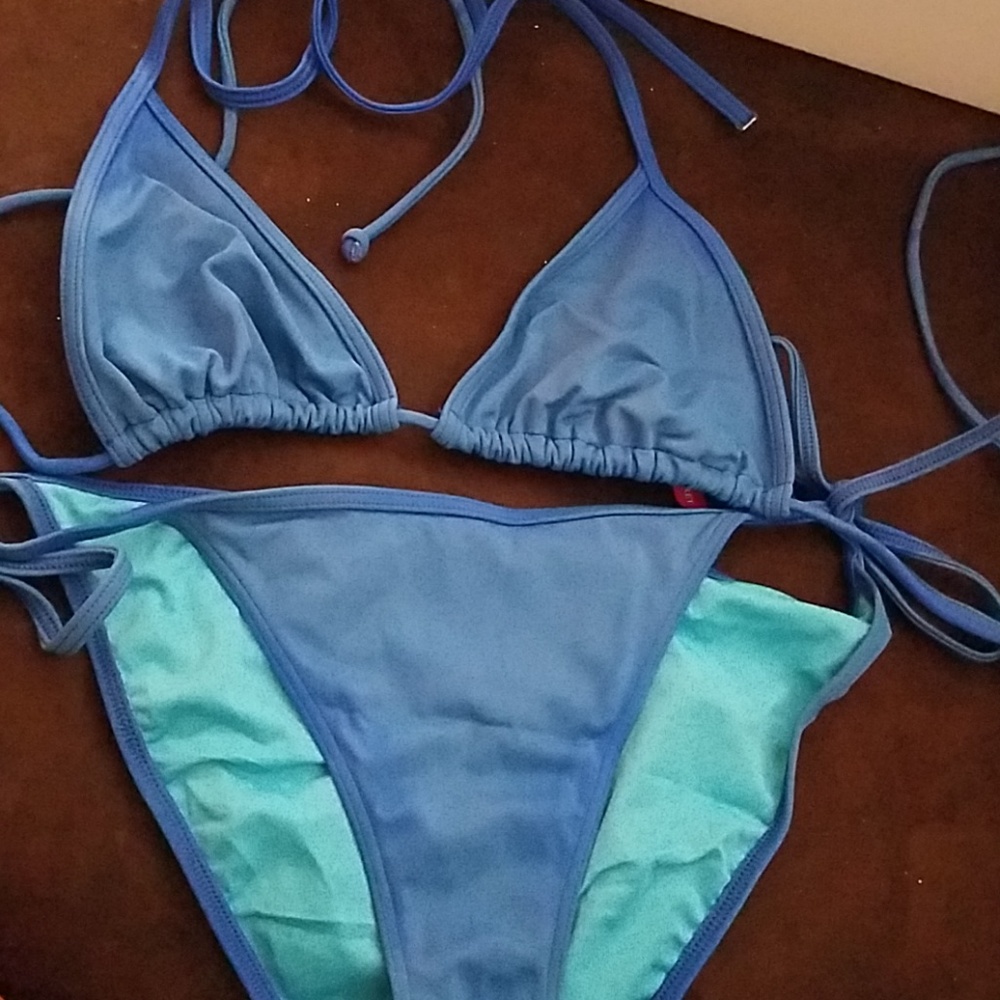 Blue Victoria's Secret string bikini